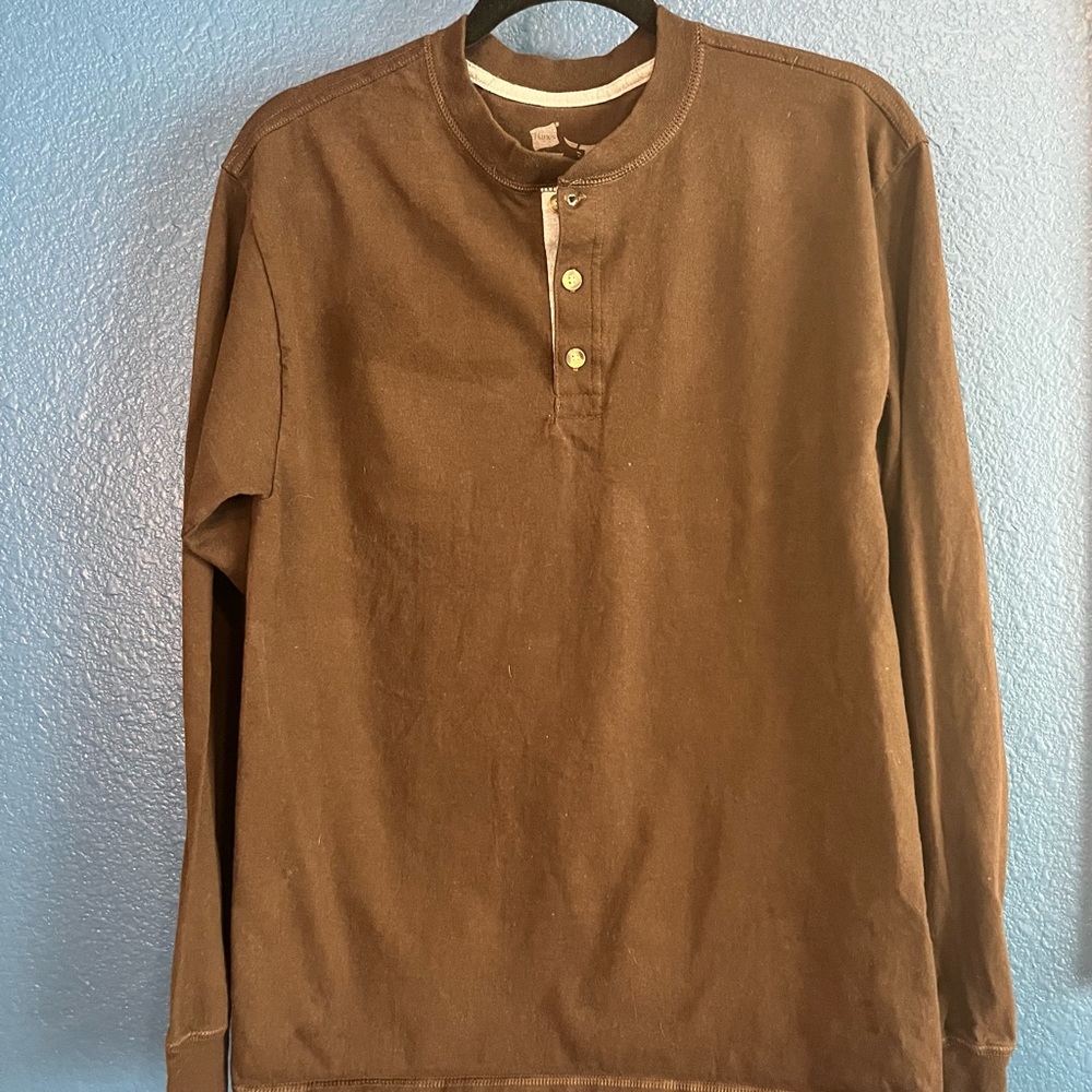 Hanes Brown long Sleeve Shirt Mens M